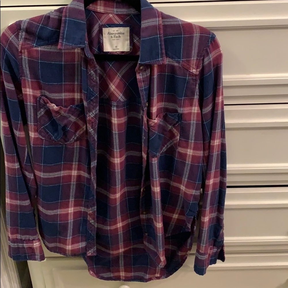 Purple and Blue Abercrombie Button Up Flannel